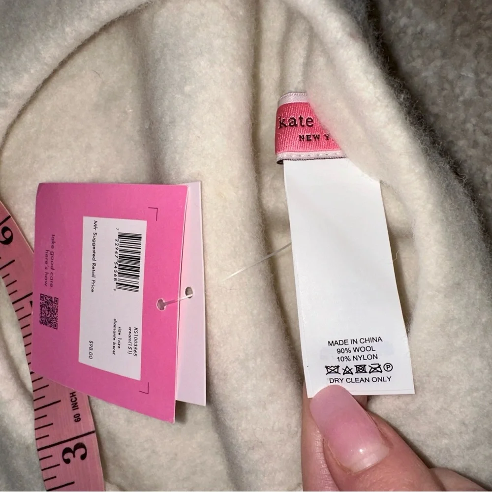 KATE SPADE Wool Beret w/ Pearls